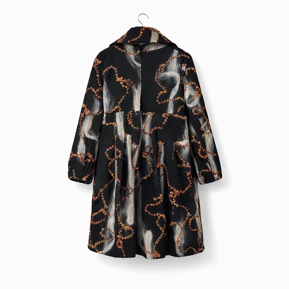 BELLA BLUE Abstract Embroidered Wool Blend Statement Coat - Picture 3 of 16